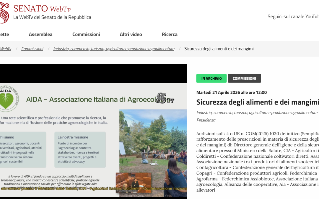 AIDA in audizione al Senato sull’atto UE COM(2025) 1030 su sicurezza di alimenti e mangimi