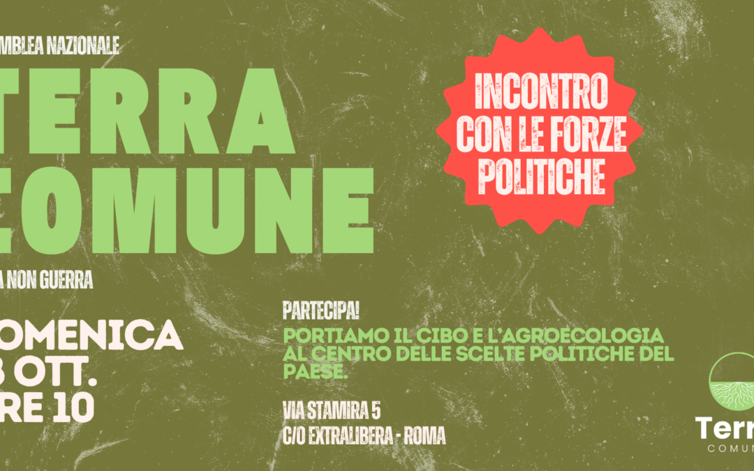 Assemblea nazionale di TerraComune: 18 ottobre a Roma