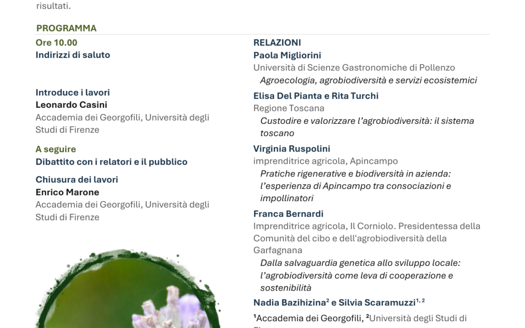 Promuovere la biodiversità agricola: seminario il 6 novembre ai Georgofili